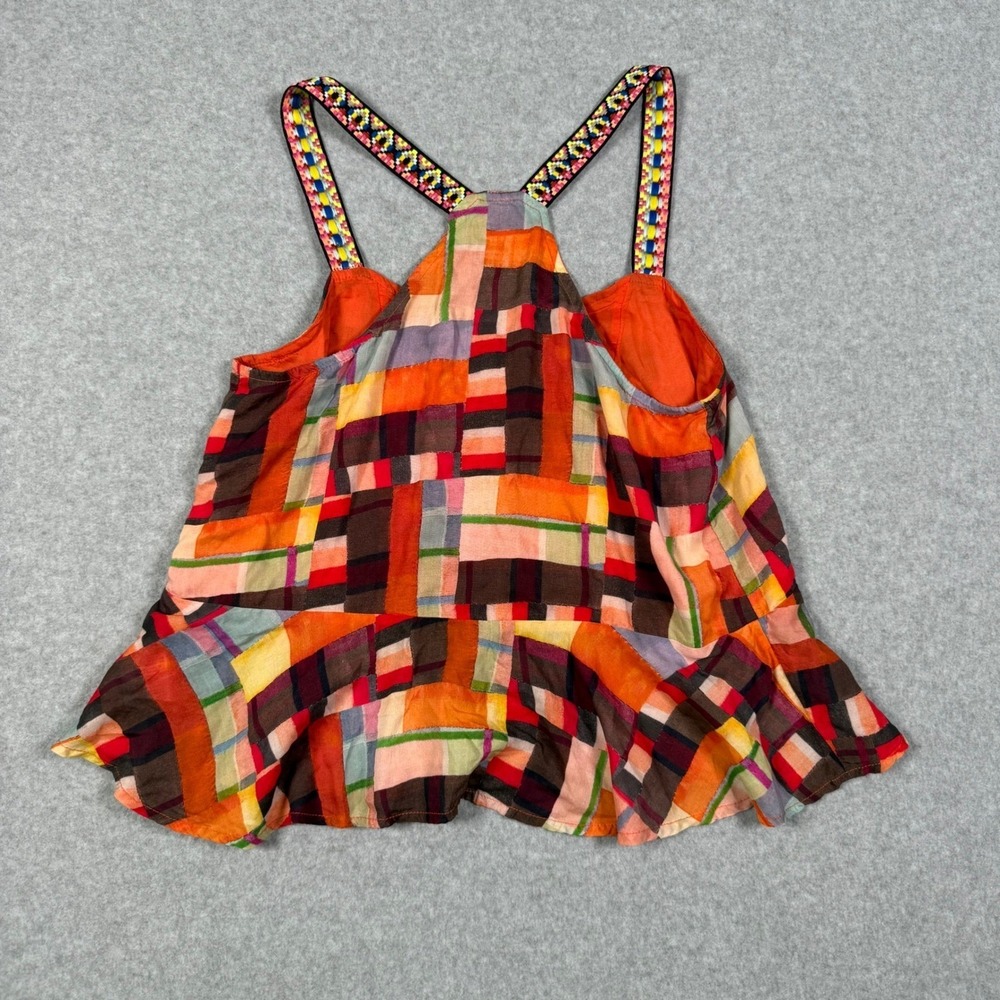 Pilcro Anthropologie Boho Hippie Patchwork Peplum Halter Cami Top Multi Color XS - Picture 8 of 8